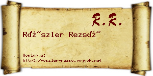 Röszler Rezső névjegykártya